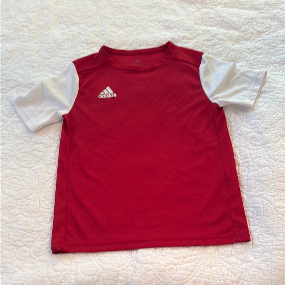 Adidas Red and White Short Sleeve Tee